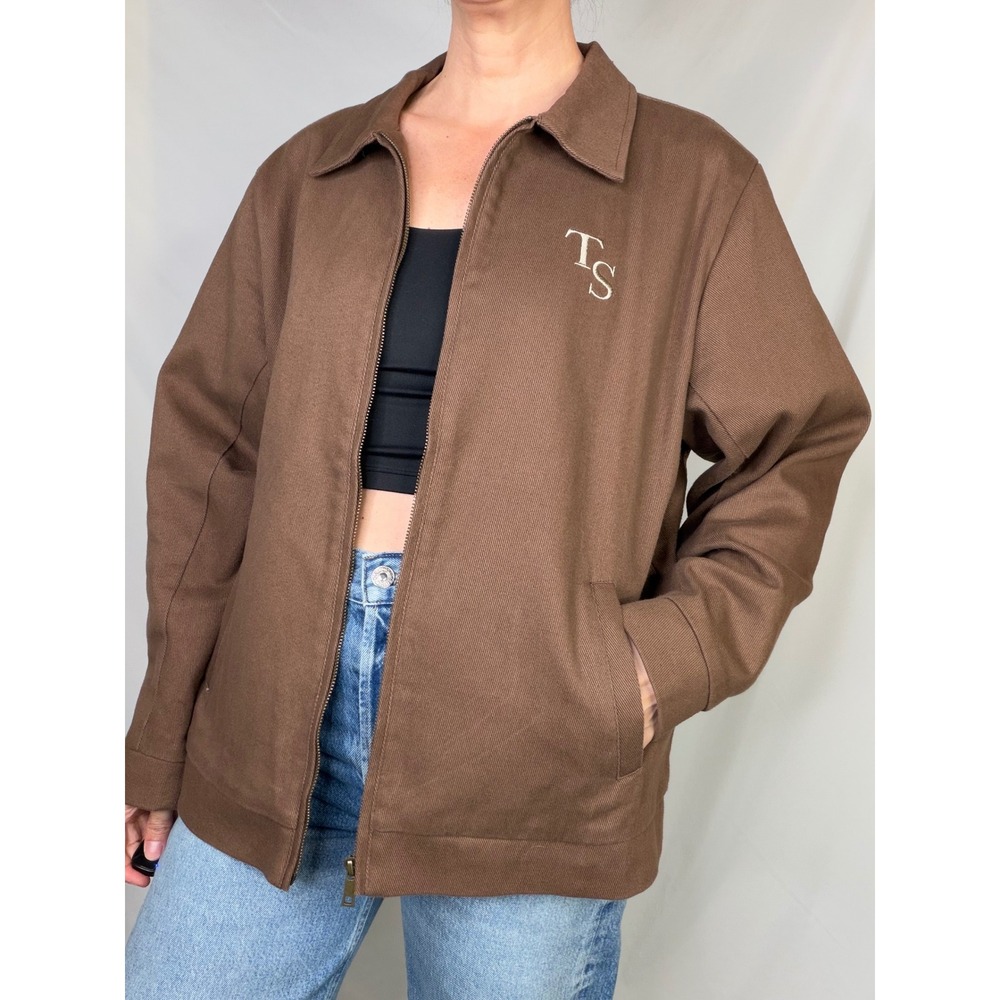 Taylor Swift Acoustic Piano Work Jacket Brown Embroidered Floral Chore Coat M - Picture 3 of 14